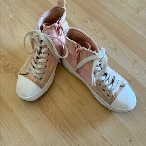 Art Class Pink and White Kids High-Top Sneakers